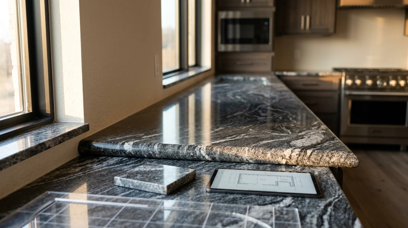 Custom stone countertop installation in a modern Dallas-Fort Worth kitchen